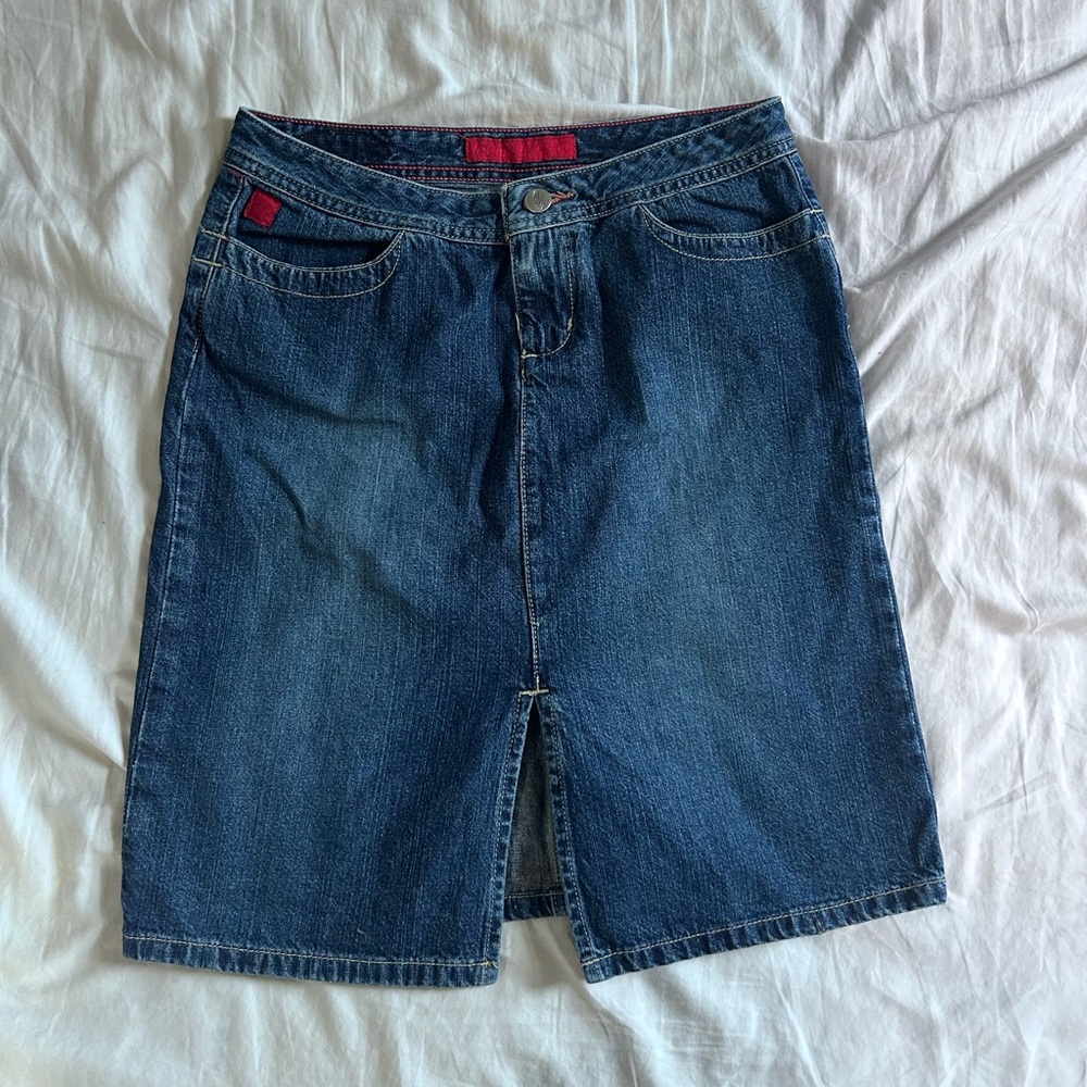 Y2k Denim Knee-Length Skirt